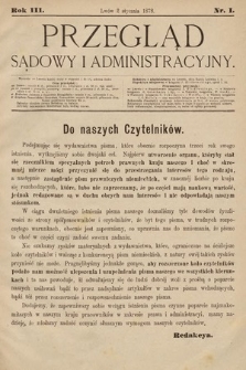 Przegląd Sądowy i Administracyjny. 1878, nr 1
