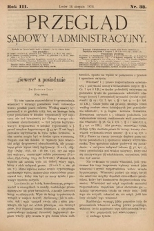 Przegląd Sądowy i Administracyjny. 1878, nr 33