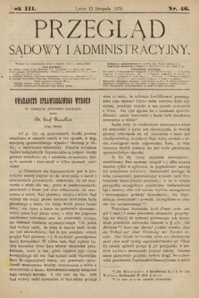 Przegląd Sądowy i Administracyjny. 1878, nr 46