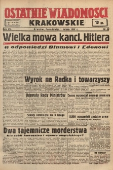 Ostatnie Wiadomości Krakowskie. 1937, nr 32