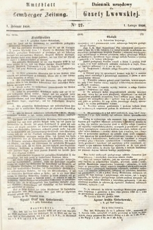 Amtsblatt zur Lemberger Zeitung = Dziennik Urzędowy do Gazety Lwowskiej. 1850, nr 27