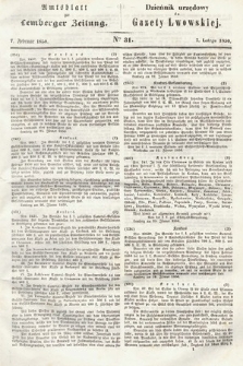 Amtsblatt zur Lemberger Zeitung = Dziennik Urzędowy do Gazety Lwowskiej. 1850, nr 31