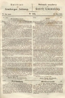 Amtsblatt zur Lemberger Zeitung = Dziennik Urzędowy do Gazety Lwowskiej. 1850, nr 112