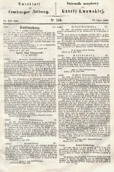 Amtsblatt zur Lemberger Zeitung = Dziennik Urzędowy do Gazety Lwowskiej. 1850, nr 156