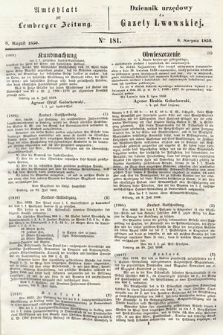 Amtsblatt zur Lemberger Zeitung = Dziennik Urzędowy do Gazety Lwowskiej. 1850, nr 181