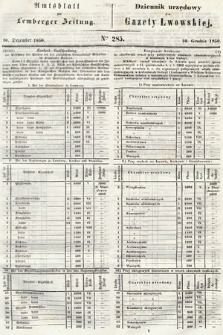 Amtsblatt zur Lemberger Zeitung = Dziennik Urzędowy do Gazety Lwowskiej. 1850, nr 285