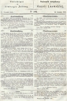Amtsblatt zur Lemberger Zeitung = Dziennik Urzędowy do Gazety Lwowskiej. 1850, nr 286