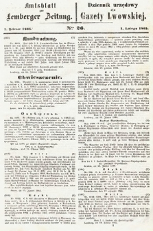 Amtsblatt zur Lemberger Zeitung = Dziennik Urzędowy do Gazety Lwowskiej. 1865, nr 26
