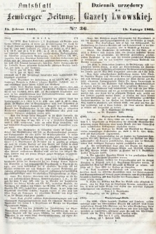 Amtsblatt zur Lemberger Zeitung = Dziennik Urzędowy do Gazety Lwowskiej. 1865, nr 36