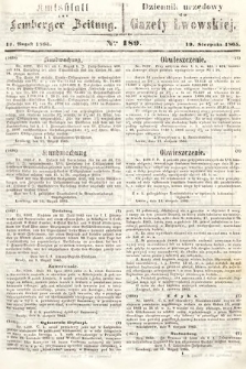 Amtsblatt zur Lemberger Zeitung = Dziennik Urzędowy do Gazety Lwowskiej. 1865, nr 189
