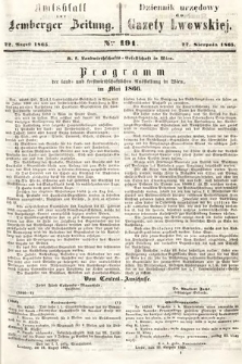 Amtsblatt zur Lemberger Zeitung = Dziennik Urzędowy do Gazety Lwowskiej. 1865, nr 191