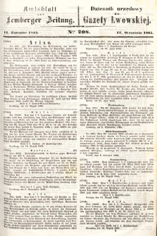 Amtsblatt zur Lemberger Zeitung = Dziennik Urzędowy do Gazety Lwowskiej. 1865, nr 208
