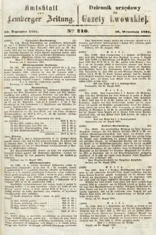 Amtsblatt zur Lemberger Zeitung = Dziennik Urzędowy do Gazety Lwowskiej. 1861, nr 210