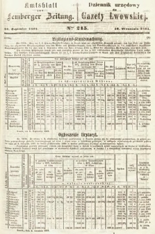 Amtsblatt zur Lemberger Zeitung = Dziennik Urzędowy do Gazety Lwowskiej. 1861, nr 215