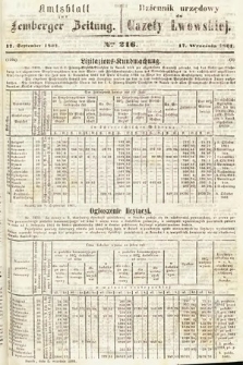 Amtsblatt zur Lemberger Zeitung = Dziennik Urzędowy do Gazety Lwowskiej. 1861, nr 216