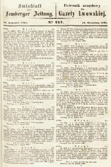 Amtsblatt zur Lemberger Zeitung = Dziennik Urzędowy do Gazety Lwowskiej. 1861, nr 217