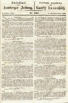 Amtsblatt zur Lemberger Zeitung = Dziennik Urzędowy do Gazety Lwowskiej. 1861, nr 231