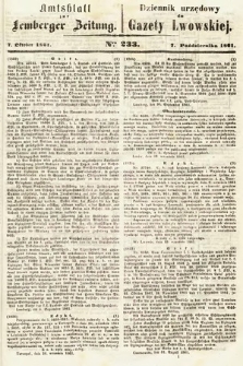 Amtsblatt zur Lemberger Zeitung = Dziennik Urzędowy do Gazety Lwowskiej. 1861, nr 233