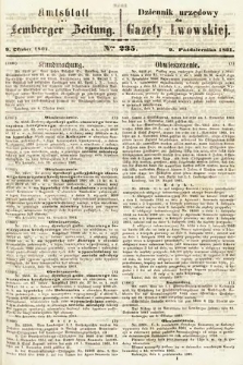 Amtsblatt zur Lemberger Zeitung = Dziennik Urzędowy do Gazety Lwowskiej. 1861, nr 235