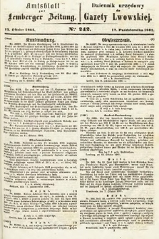 Amtsblatt zur Lemberger Zeitung = Dziennik Urzędowy do Gazety Lwowskiej. 1861, nr 242