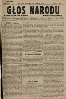 Głos Narodu (wydanie popołudniowe). 1916, nr 171
