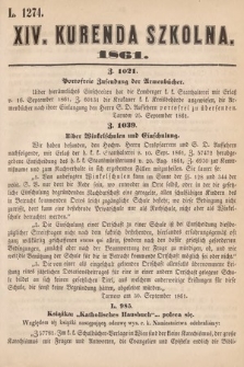 Kurenda Szkolna. 1861, kurenda 14