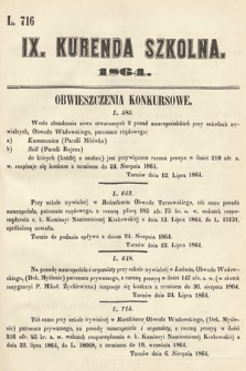 Kurenda Szkolna. 1864, kurenda 9