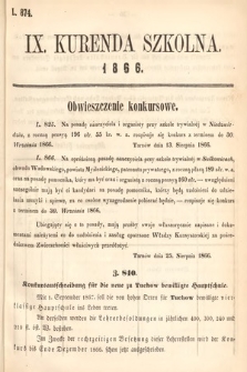 Kurenda Szkolna. 1866, kurenda 9