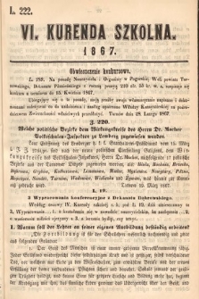 Kurenda Szkolna. 1867, kurenda 6