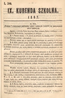 Kurenda Szkolna. 1867, kurenda 9