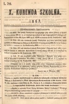 Kurenda Szkolna. 1867, kurenda 10