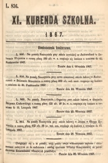 Kurenda Szkolna. 1867, kurenda 11