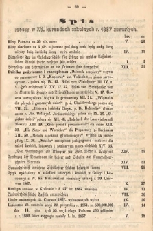 Kurenda Szkolna. 1867, spis rzeczy w 15. kurendach szkolnych r. 1867 zawartych