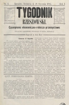 Tygodnik Rzeszowski : czasopismo ekonomiczno-rolniczo-przemysłowe. R. 1, 1883, nr 4