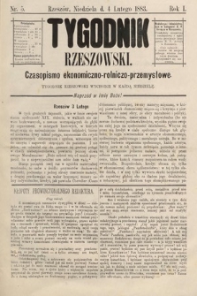 Tygodnik Rzeszowski : czasopismo ekonomiczno-rolniczo-przemysłowe. R. 1, 1883, nr 5