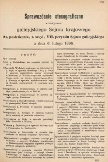 [Kadencja VII, sesja I, pos. 24] Sprawozdanie Stenograficzne z Rozpraw Galicyjskiego Sejmu Krajowego. 24. Posiedzenie I. Sesyi VII. Peryodu Sejmu Galicyjskiego