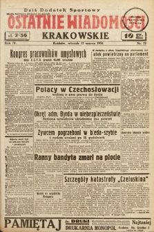 Ostatnie Wiadomości Krakowskie. 1934, nr 72