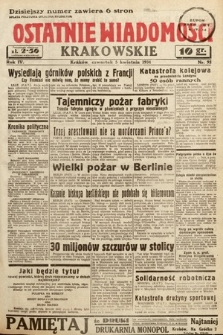 Ostatnie Wiadomości Krakowskie. 1934, nr 93