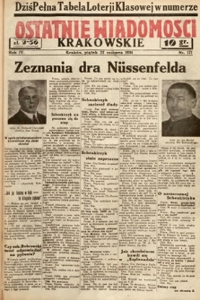 Ostatnie Wiadomości Krakowskie. 1934, nr 171