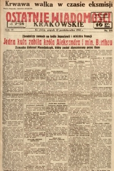 Ostatnie Wiadomości Krakowskie. 1934, nr 291