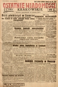 Ostatnie Wiadomości Krakowskie. 1935, nr 14