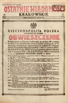 Ostatnie Wiadomości Krakowskie. 1933, nr 252