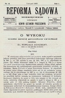 Reforma Sądowa : miesięcznik poświęcony nowym ustawom procesowym. 1897, nr 11