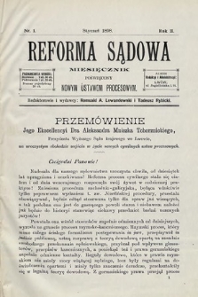 Reforma Sądowa : miesięcznik poświęcony nowym ustawom procesowym. 1898, nr 1