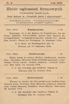 Zbiór ogłoszeń firmowych trybunałów handlowych : stały dodatek do "Przeglądu Prawa i Administracyi". 1903, nr 2