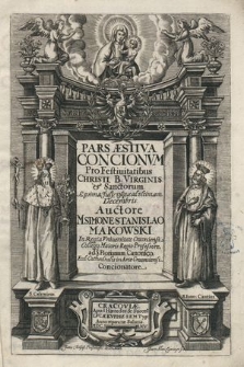 Pars Æstiva Concionvm Pro Festivitatibvs Christi, B. Virginis Et Sanctorvm : A prima Iulij vsq[ue] ad vltimam Decembris : Addita in fine Concione Gratiarvm Actoria Post expulsionem Sueticam & Transyluanorum