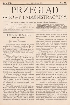 Przegląd Sądowy i Administracyjny. 1881, nr 15