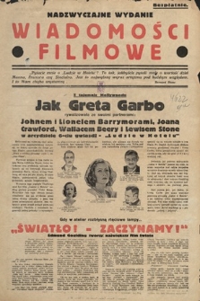 Wiadomości Filmowe. [1933], nadzwyczajne wydanie