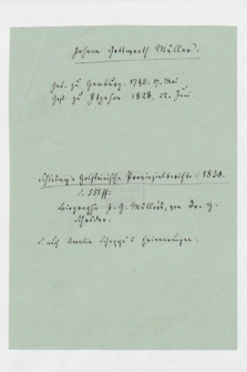 Autografy J.G. Müllera i inne materiały z nim związane