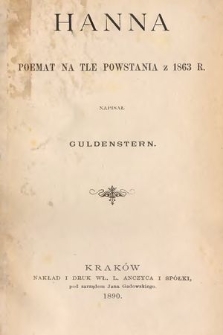 Hanna : poemat na tle powstania z 1863 r.